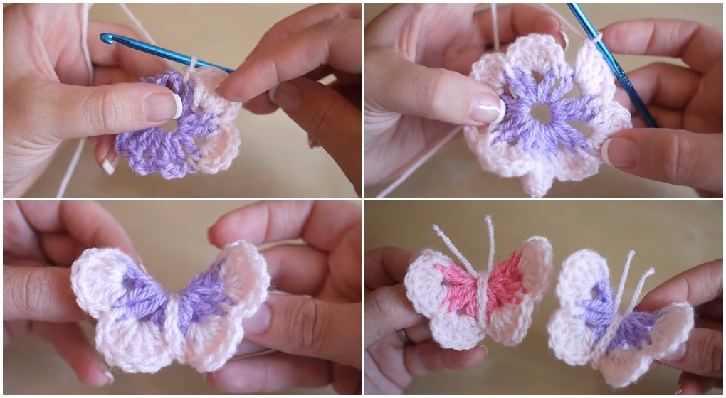 Crochet butterflies for bookmarks 