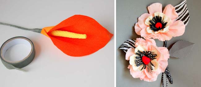 How to make Calla Lily paper flowers from crepe paper