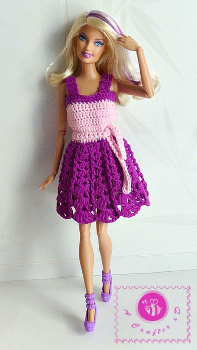 Crochê  Barbie dress pattern, Crochet doll dress, Crochet doll clothes