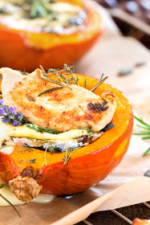 Roasted butternut with camembert and chicken