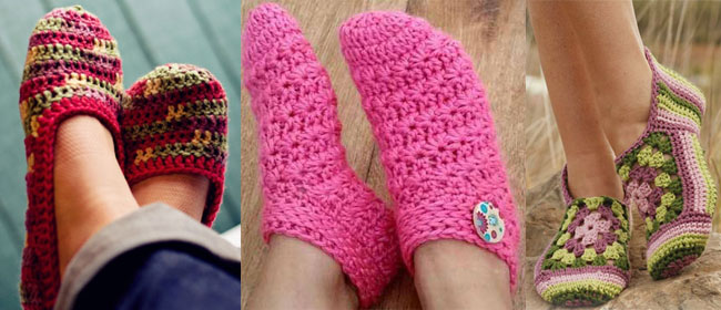 Crochet slippers: free patterns