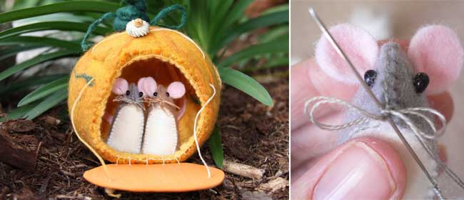 Craft DIY: Two felt mice - Sweet Living Magazine