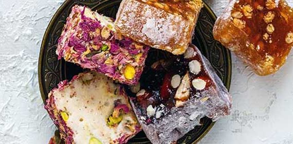 Rose petal and pistachio nougat