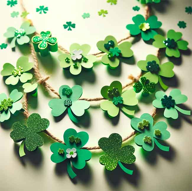 Shamrock garland for St Patrick's Day celebrations.